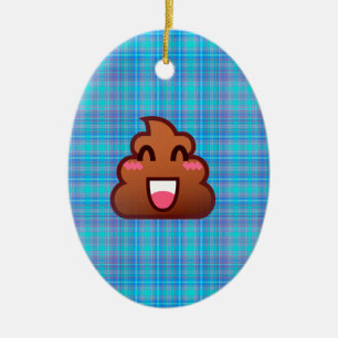 plaid poop emoji julgransprydnad keramik
