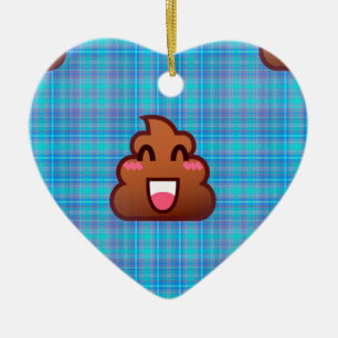 plaid poop emoji julgransprydnad keramik