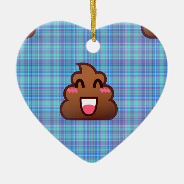 plaid poop emoji julgransprydnad keramik (Framsidan)