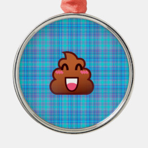 plaid poop emoji julgransprydnad metall