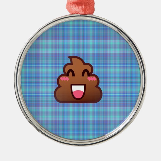 plaid poop emoji julgransprydnad metall (Framsidan)