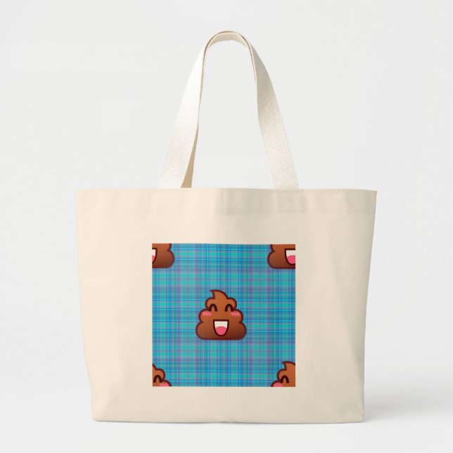 plaid poop emoji jumbo tygkasse (Framsidan)