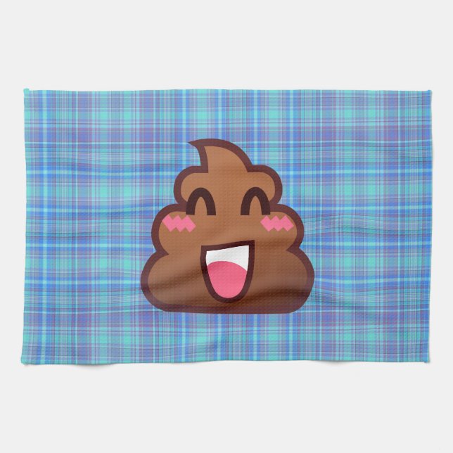 plaid poop emoji kökshandduk (Horisontell)