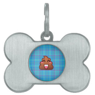 plaid poop emoji namnbricka husdjur