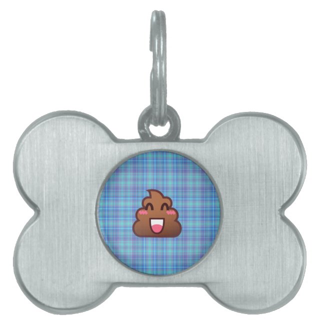 plaid poop emoji namnbricka husdjur (Framsidan)