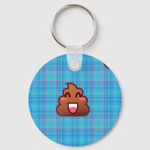 plaid poop emoji nyckelring