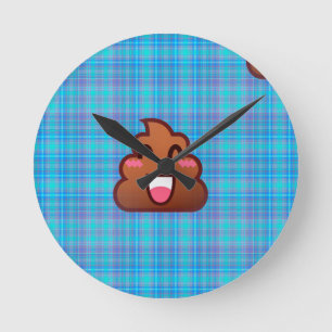 plaid poop emoji rund klocka