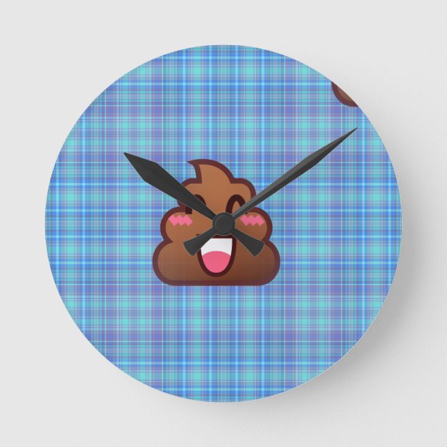 plaid poop emoji rund klocka (Framsida)