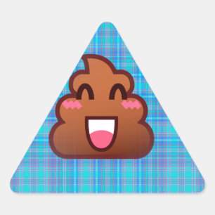 plaid poop emoji triangelformat klistermärke