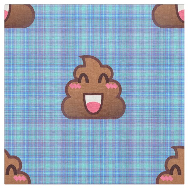 plaid poop emoji-tyg tyg (Närbild)