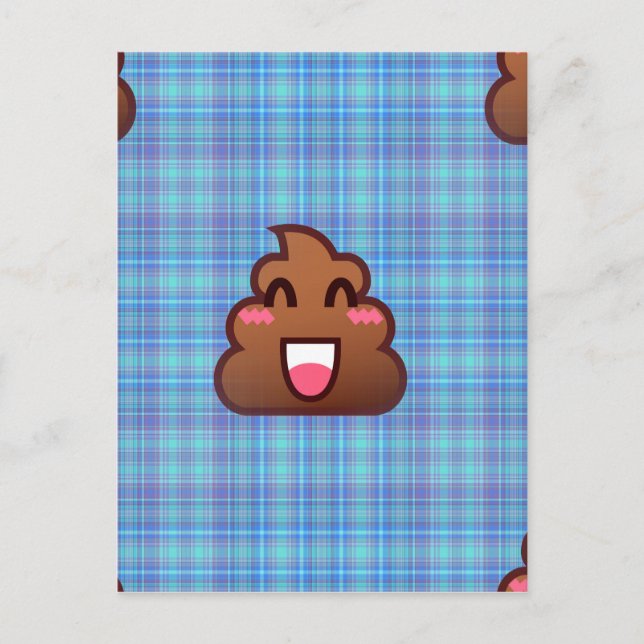 plaid poop emoji vykort (Framsida)