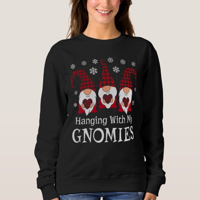 Plaid Print Garden Gnomes Christmas Day T Shirt (Framsida)