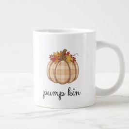Plaid Pumpkin Autumn Leaves Art Jumbo Mugg