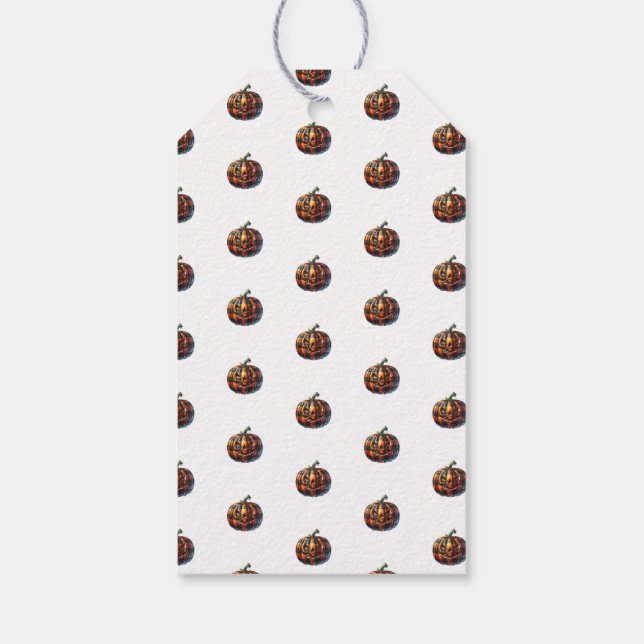 Plaid Pumpkin Halloween Gift Tag Presentetikett (Baksidan)