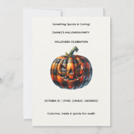 Plaid Pumpkin Halloween Party Invitation Inbjudningar