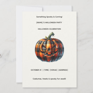 Plaid Pumpkin Halloween Party Invitation Inbjudningar