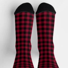 Plaid Red & White Initial Monogram Socks