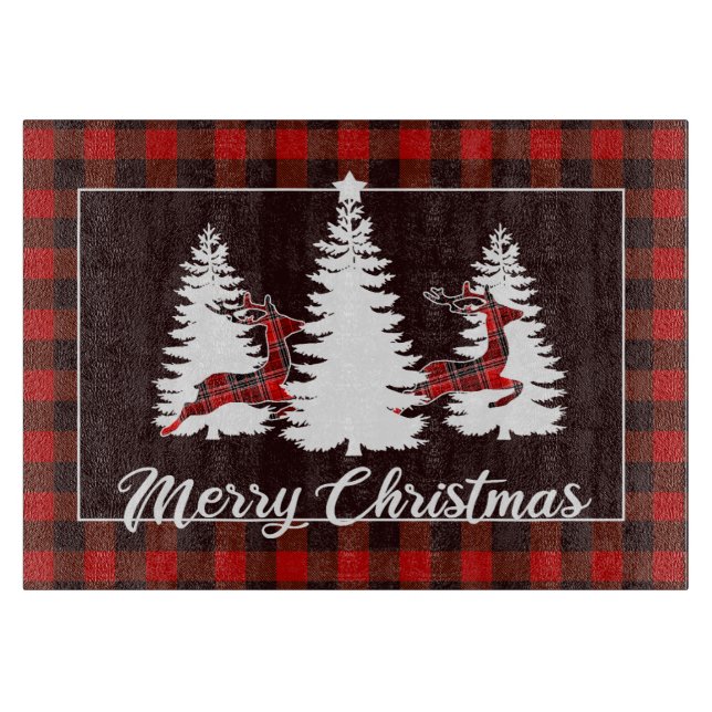 Plaid Reindeer and Pine Trees Christmas Scene (Framsidan)