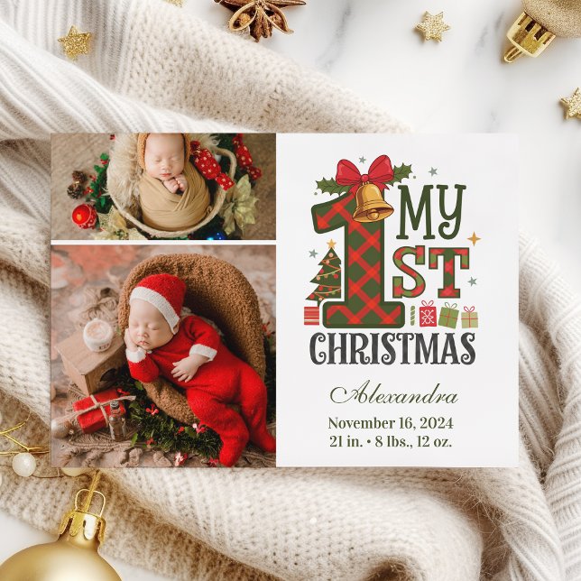  Plaid Rustic 2 Photo  First Christmas Julkort (Skapare uppladdad)