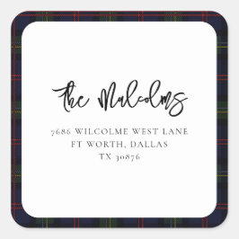 Plaid Rustic Classic Tartan Returadress Fyrkantigt Klistermärke