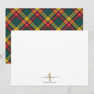 Plaid Rustic Monogramrutmönster Anteckningskort