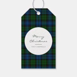 Plaid Rustic Script Campbell Military Tartan Presentetikett