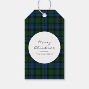 Plaid Rustic Script Campbell Military Tartan Presentetikett
