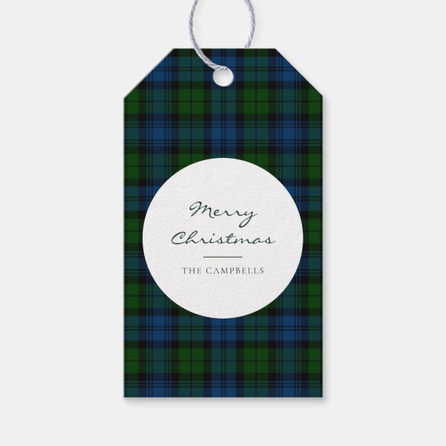 Plaid Rustic Script Campbell Military Tartan Presentetikett (Framsidan)