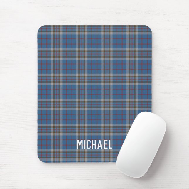 Plaid Rustic Thompson Blue Grey Check Tartan Musmatta (Med mus)