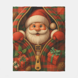 Plaid Santa Claus Christmas Design Fleecefilt