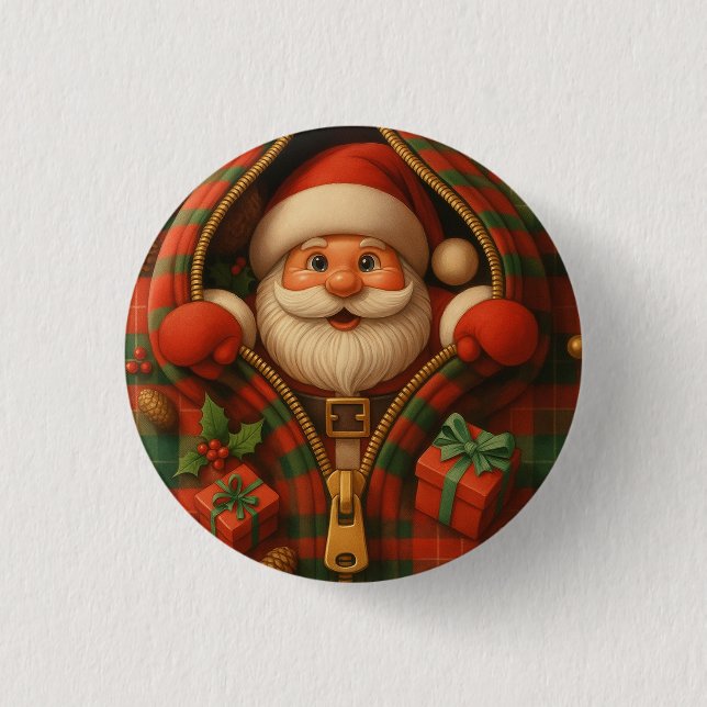 Plaid Santa Claus Christmas Design  Knapp (Framsida)