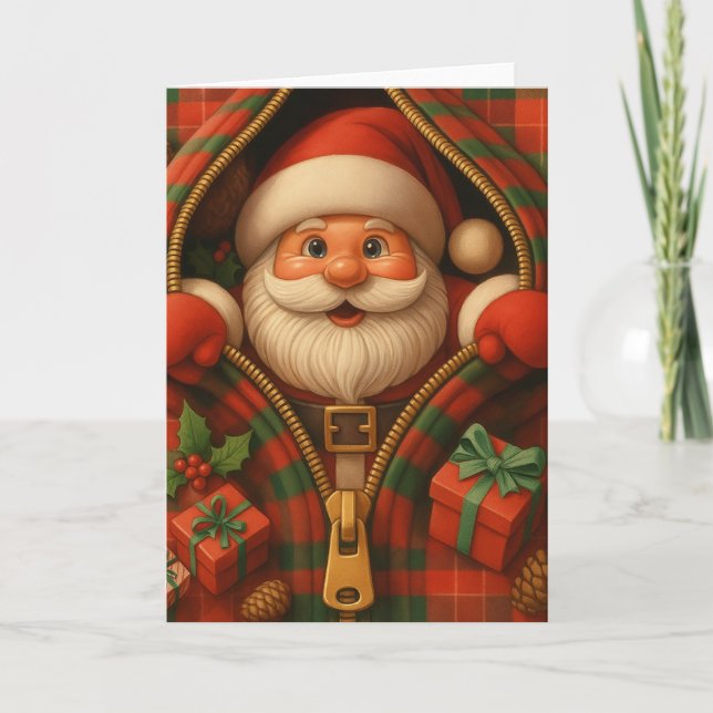 Plaid Santa Claus Christmas Design  Kort (Framsida)