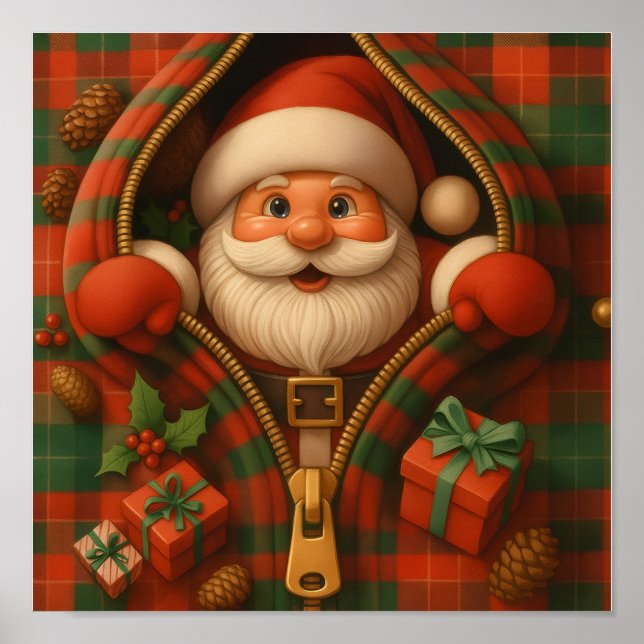Plaid Santa Claus Christmas Design  Poster (Framsidan)