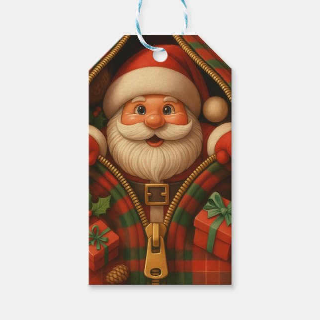 Plaid Santa Claus Christmas Design  Presentetikett (Framsidan)