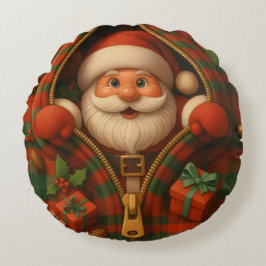 Plaid Santa Claus Christmas Design Rund Kudde