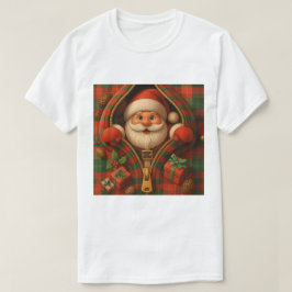 Plaid Santa Claus Christmas Design T Shirt