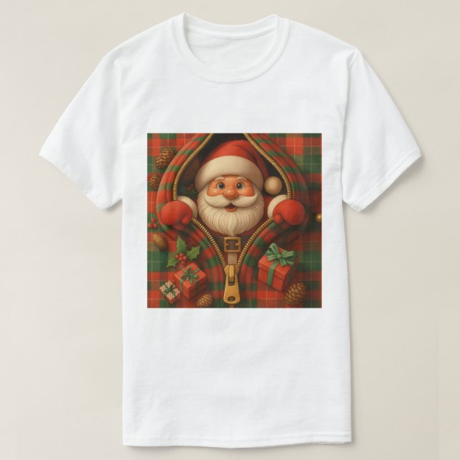 Plaid Santa Claus Christmas Design  T Shirt (Design framsida)