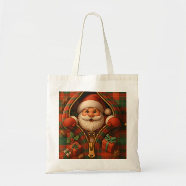 Plaid Santa Claus Christmas Design  Tygkasse (Framsidan)