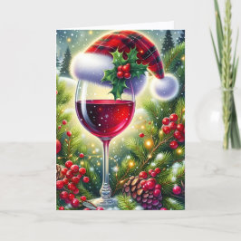 Plaid Santa Hat Holiday Spirit Christmas Helgkort