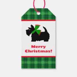 Plaid Scotty Dog God Julpresentidéer Presentetikett