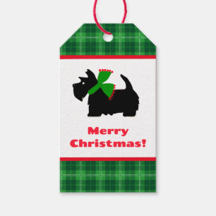 Plaid Scotty Dog God Julpresentidéer Presentetikett