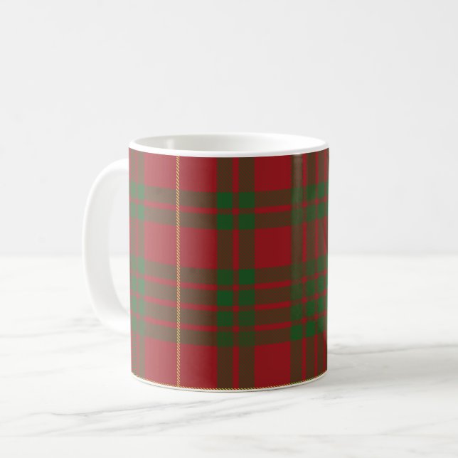 Plaid skotsk klan MacTavish röd grön check Kaffemugg (Framsida vänster)