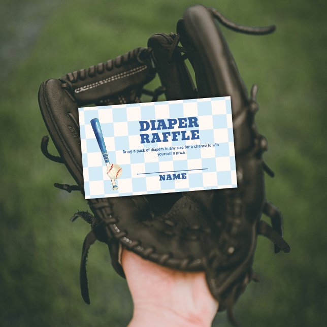 Plaid Slugger Baseball Diaper Raffle Baby Shower  Tilläggskort (Plaid Slugger Baseball Diaper Raffle Baby Shower Enclosure Card)