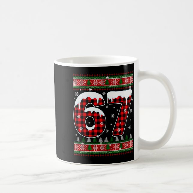 Plaid Snowflake Six Seven Christmas 67 Meme  Kaffemugg (Höger)