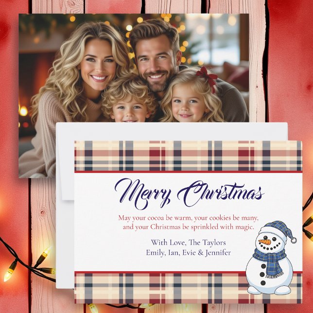 Plaid Snowman Photo Template Christmas Julkort (Skapare uppladdad)