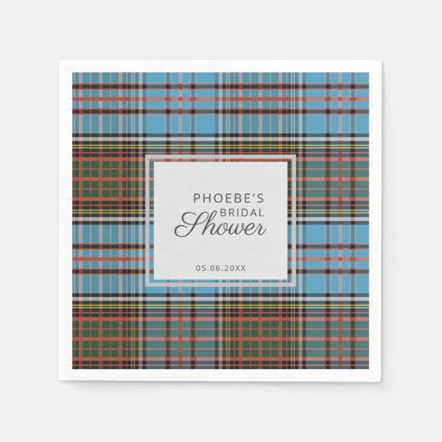 Plaid Tartan Klan Anderson Anpassad Bröllopsdusch Pappersservett (Framsidan)