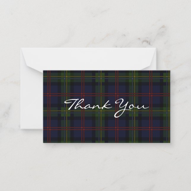 Plaid Tartan Malcolm Script Tack Anteckningskort (Framsida)