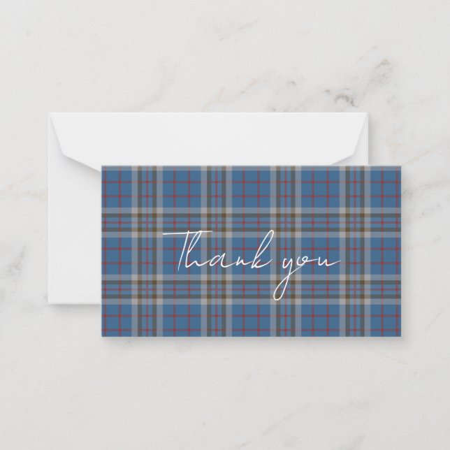 Plaid Tartan Thompson Rustic Thank You Anteckningskort (Framsida)