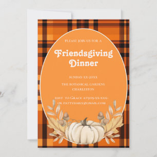 plaid teracotta tones Friendsgiving Inbjudningar