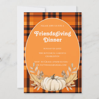 plaid teracotta tones Friendsgiving Inbjudningar